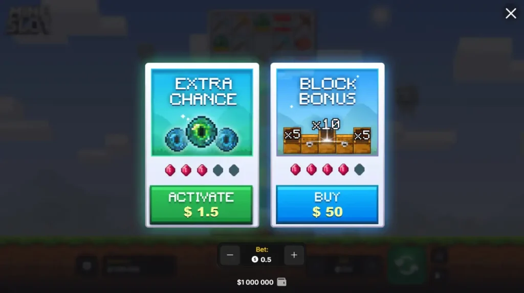 Opções de bónus Mine Slot