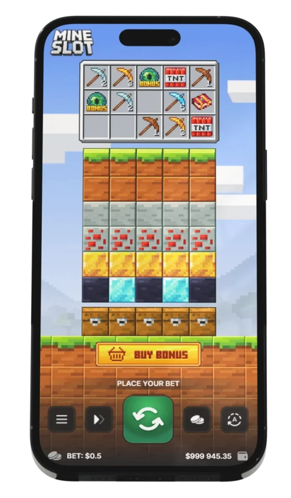 Aplicação Mine Slot no telemóvel
